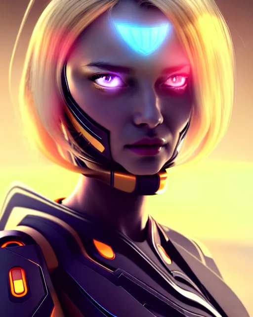 Image similar to perfect android girl family, full body character design, warframe armor, beautiful face, scifi, futuristic, galaxy, nebula, bae suzy, dreamy, long white hair!!!, yellow cyborg eyes, sharp focus, cinematic lighting, highly detailed, artstation, divine, by huifeng huang, smooth gradient.