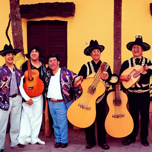 Image similar to photo, portrait, mariachi band, tlaquepaque, kodak ektachrome,