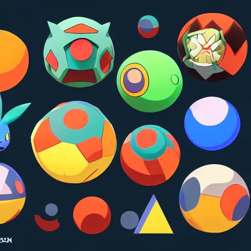 Prompt: A Vector Illustration of the original 151 pokemon, Incredibly detailed, 3d Geometric Shapes, Sphere by pac23 + Sachin Teng