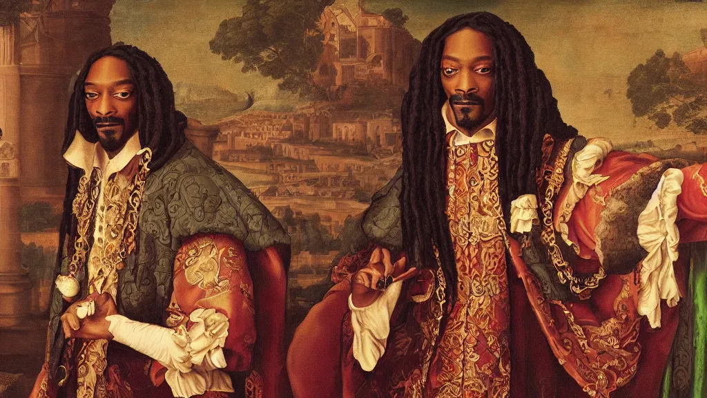 Image similar to Snoop dog renaissance portrait