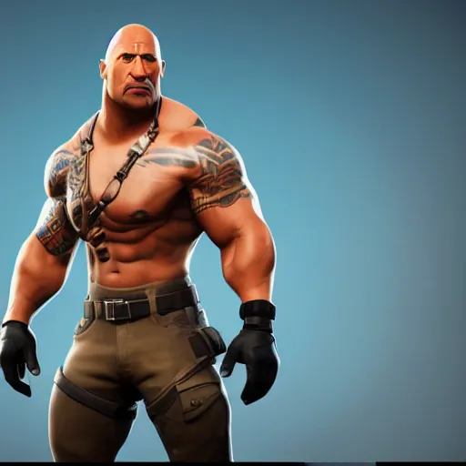 Image similar to Dwayne Johnson as fortnite character