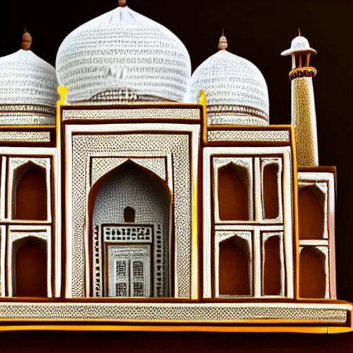 Prompt: the taj mahal made out of cheese, food photography, 4 k