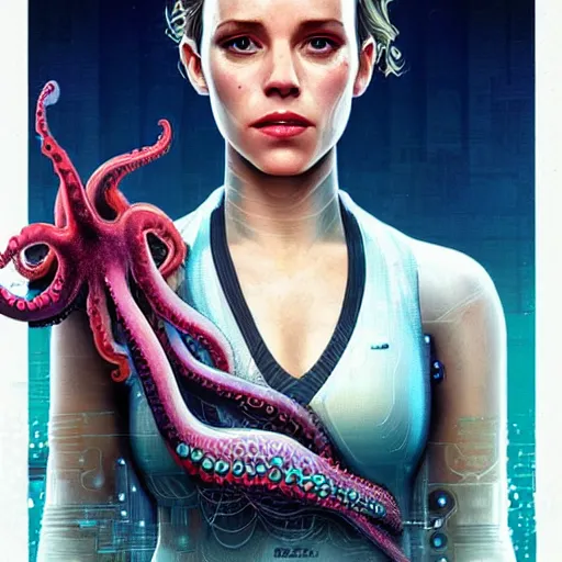 Prompt: Lofi BioPunk portrait rachel mcadams with a octopus Pixar style by Tristan Eaton Stanley Artgerm and Tom Bagshaw