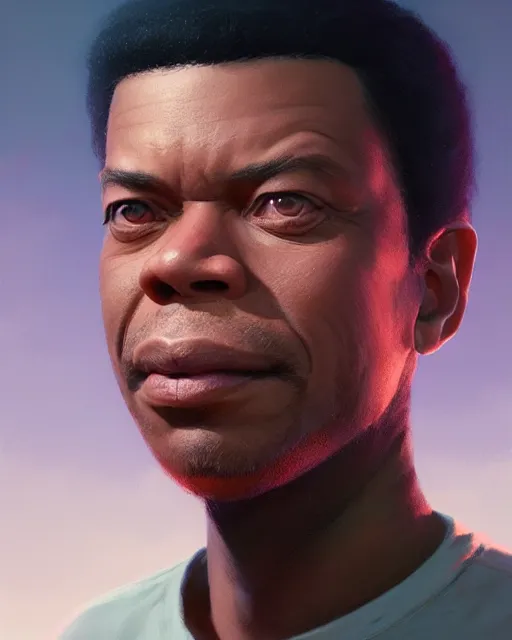 Image similar to highly detailed vfx portrait of phil lamarr by stephen bliss, chalk, unrealengine, greg rutkowski, loish, rhads, beeple, chalk, makoto shinkai and lois van baarle, ilya kuvshinov, rossdraws, tom bagshaw, basil gogos