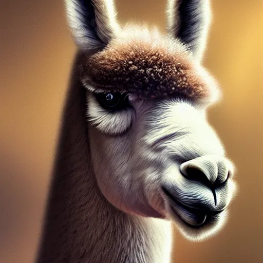 Image similar to beautiful serene intricate portrait of a realistic astronaut llama. soft focus, 8 k, art by irakli nadar, hyperrealism, hyperdetailed, ultra realistic