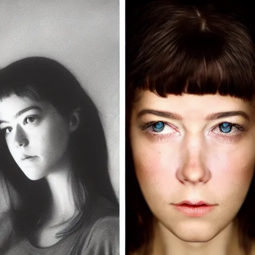 Image similar to a masterpiece portrait photo of a beautiful young woman who looks like an alien mary elizabeth winstead, symmetrical face