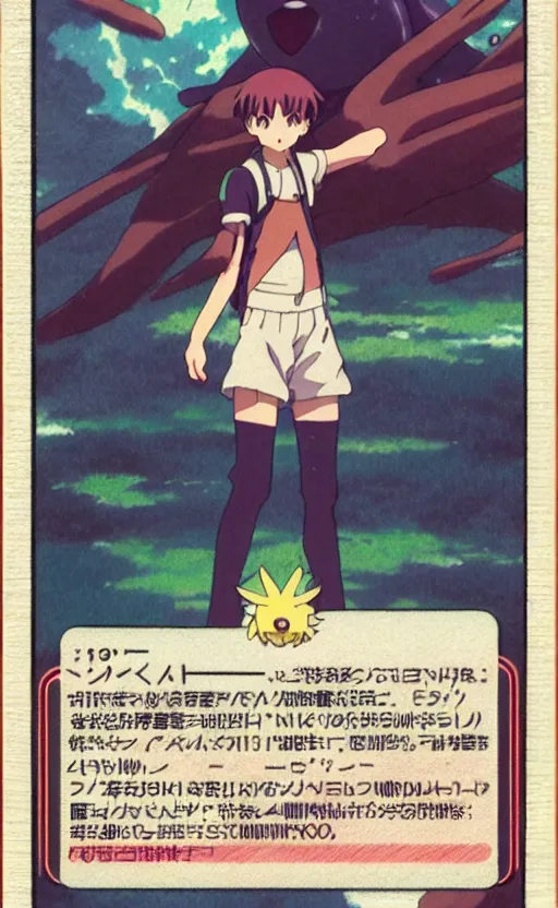 Image similar to a pokemon card from 1 9 5 0, illustration, concept art, anime key visual, trending pixiv fanbox, by wlop and greg rutkowski and makoto shinkai and studio ghibli and kyoto animation, symmetrical facial features, pocket monster companion, front trading card art