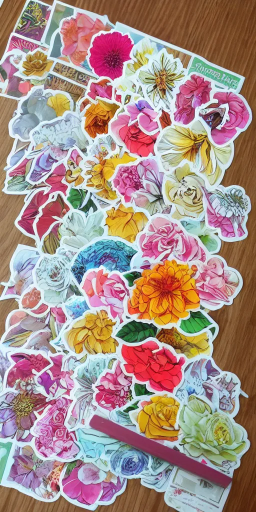 Image similar to beautiful flower, etsy, warm colors, cozy, sticker sheet, planner stickers