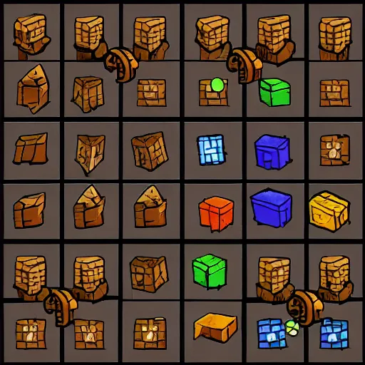 Image similar to treasure chest, fantasy, top - down game grid sprite, highly detailed, dynamic shadows, 4 k