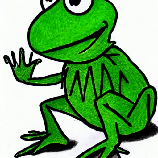 Image similar to caricature drawing of Kermit the frog