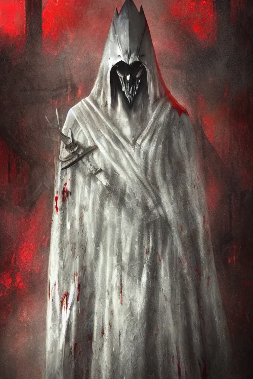 Image similar to the ghost - spirit of the pyramid - head wears the scarlet skull armor and blood crown, midnight fog - mist!, dark oil painting colors, realism, cinematic lighting, various refining methods, micro macro autofocus, ultra definition, award winning photo