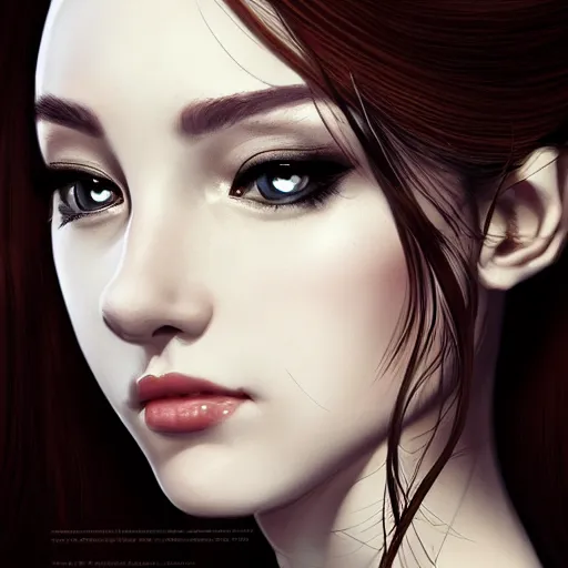 Image similar to a beautiful and elegant queen by wlop, black ponytail, closeup headshot,, 8 k, closeup, high detailed, smooth, trending on artstation, digital illustration.