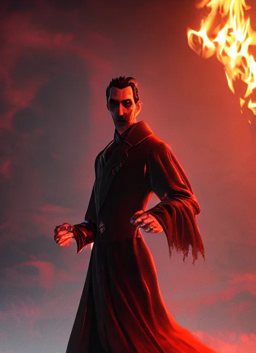 Prompt: dracula posing, flames, dark atmosphere, cinematic shot, intricate, ornate, photorealistic, ultra detailed, realistic, 1 0 0 mm, photography, octane, high definition, depth of field, realism, 8 k, artstation