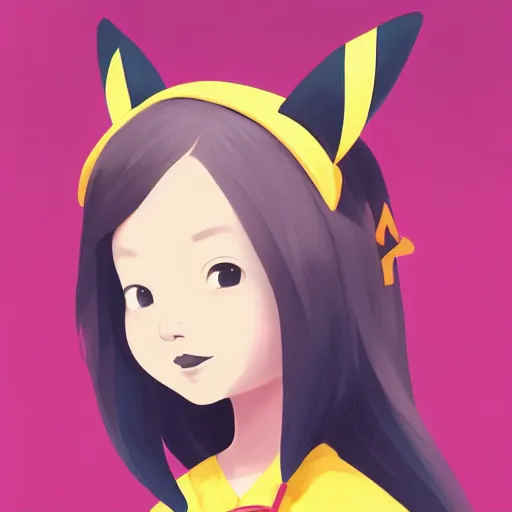 Image similar to face icon stylized minimalist an asian girl in a pikatchu costume, loftis, cory behance hd by jesper ejsing, by rhads, makoto shinkai and lois van baarle, ilya kuvshinov, rossdraws global illumination