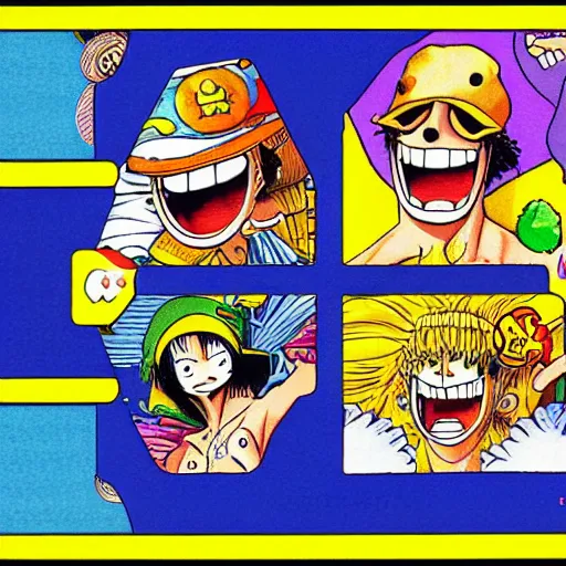 Image similar to one piece for the super nintendo entertainment system, cartridge illustration