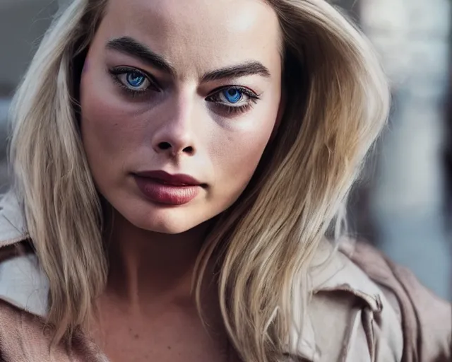 Image similar to a mix of margot robbie and hana soukupova, hyper realistic face, beautiful eyes, cinematic, long shot, hyper detailed, 8 5 mm photograph, 8 k resolution, film still, sharp lens, wide lens