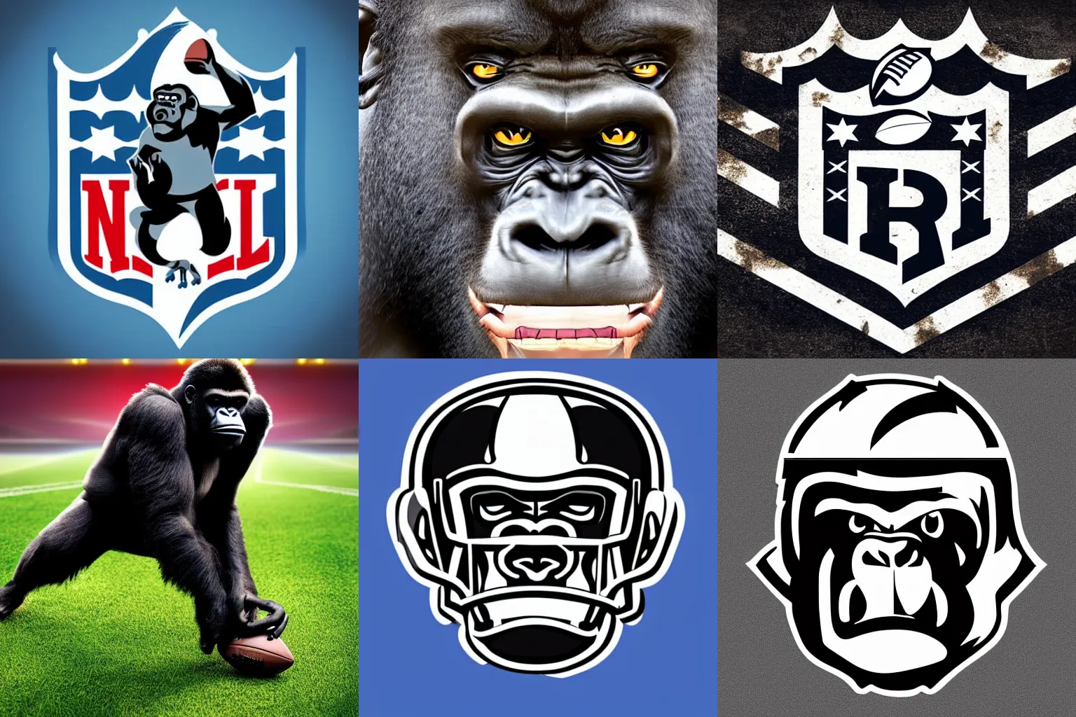 Prompt: nfl sports logo of an angry gorilla vector detailed beautiful shutterstock