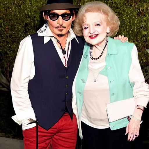 Image similar to Johnny Depp hanging out with Betty White