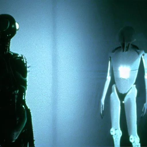 Image similar to movie still of a alien cyborg, cinematic composition, cinematic light, criterion collection, by ridley scott and david lynch,