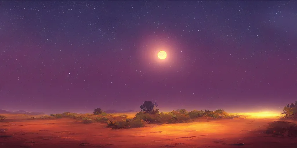 Image similar to a stunning desert landscape at night by makoto shinkai