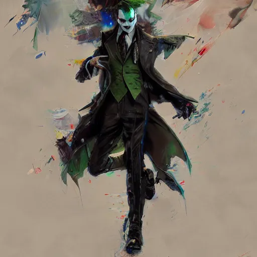 Prompt: Joker, full body, paint by Wadim Kashin