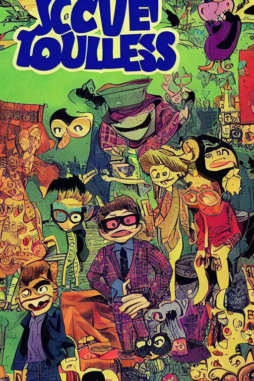 Image similar to the cover of a new goosebumps book, in the style of jamie hewlett, detailed, aesthetic,