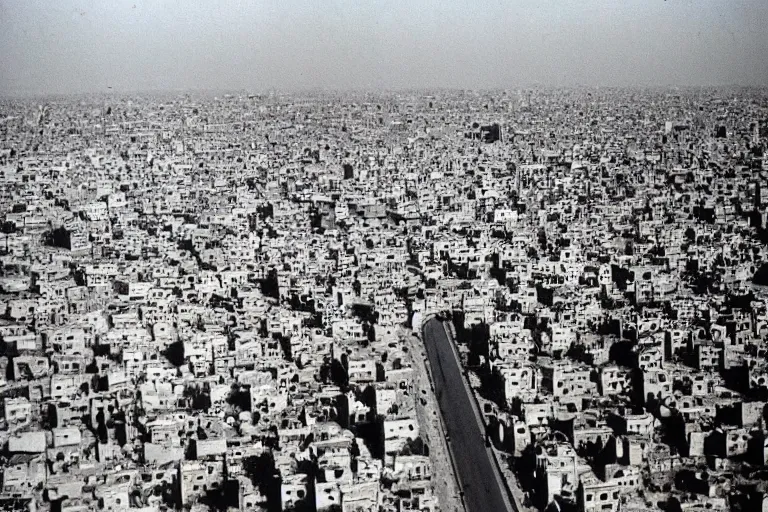 Prompt: detailed analogue photograph of Baghdad in the 1960s, fujifilm