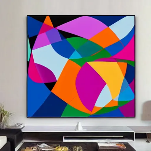 Prompt: award-winning large colorful abstract geometric shapes art painting