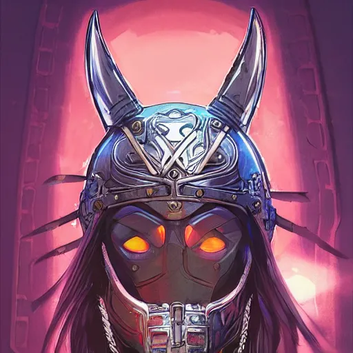 Image similar to cyberpunk viking helmet mask warrior goddess robot ninja fantasy, art gta 5 cover, official fanart behance hd artstation by jesper ejsing, by rhads, makoto shinkai and lois van baarle, ilya kuvshinov, ossdraws