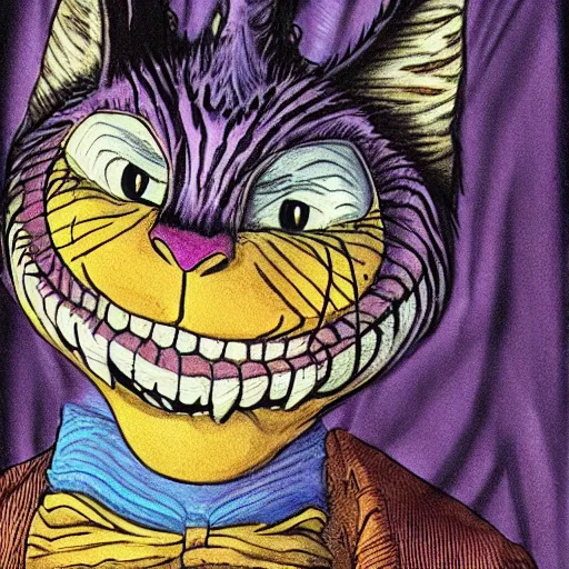 Prompt: The Cheshire Cat, in the style of Jean Giraud