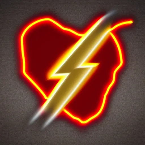 Image similar to the flash logo in glowing red and yellow neon