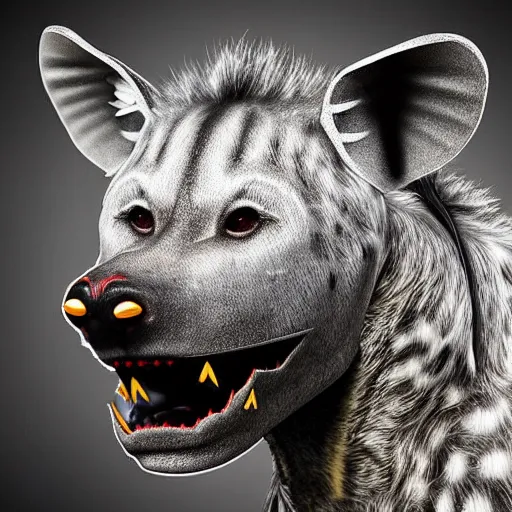 Image similar to cybernetic hyena realistic photo, cyborg hyena real