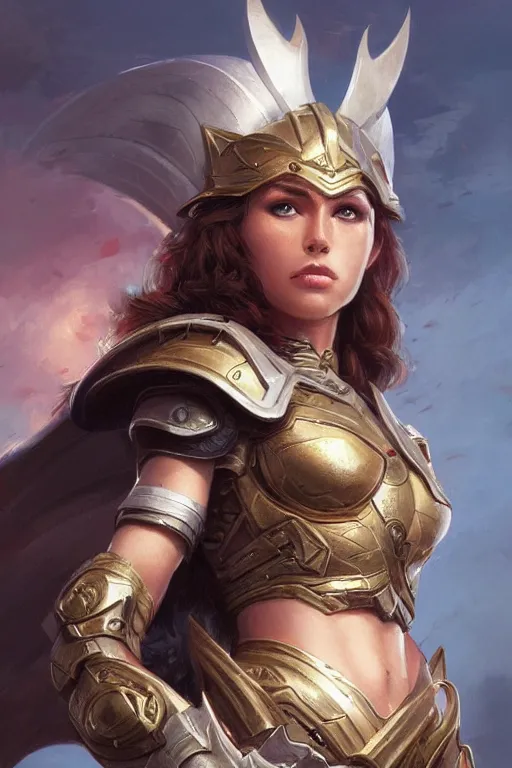 Image similar to amazon valkyrie athena, d & d, fantasy, portrait, highly detailed, headshot, digital painting, trending on artstation, concept art, sharp focus, illustration, art by artgerm and greg rutkowski and magali villeneuve