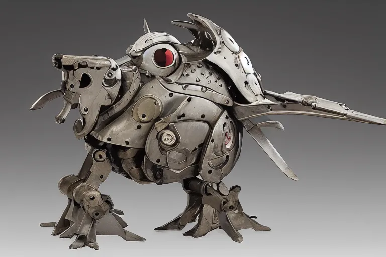 Image similar to heavily armoured mechanical rooster by studio ghibli