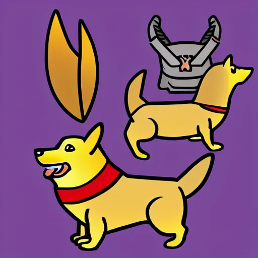 Image similar to corgi dressed as thor, vector art, comic style