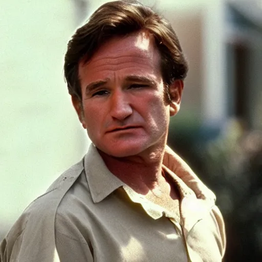 Image similar to young Robin Williams playing a young Walter White