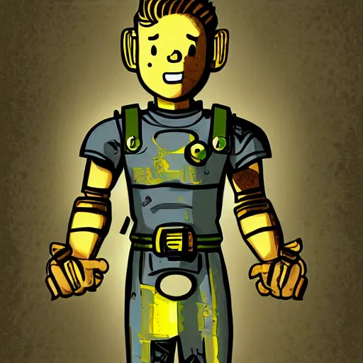 Image similar to digital art of vault boy from fallout 3 game,