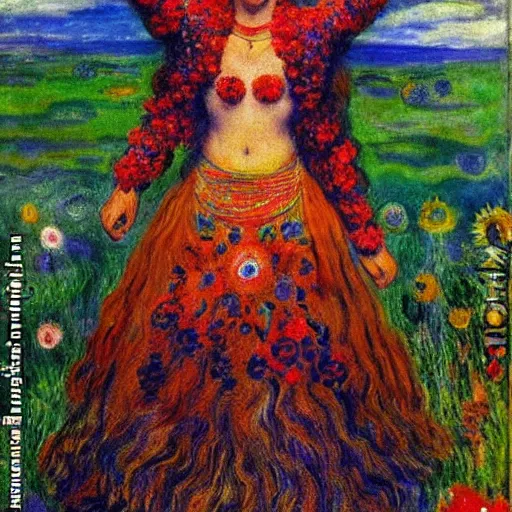 Image similar to midsommar god of sun by claude monet, frida kahlo