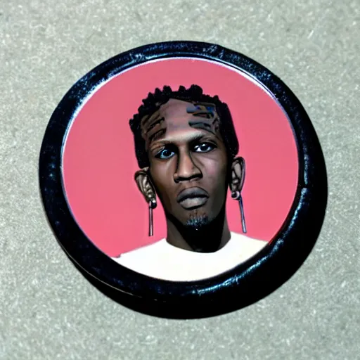 Image similar to young thug, on a coin