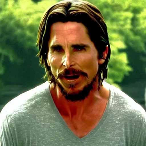 Image similar to film still of christian bale as god in bruce almighty