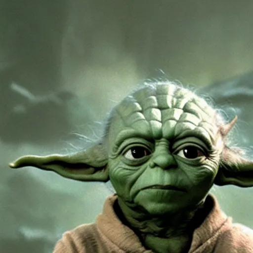 Prompt: a film still of yoda's spirit in star wars realistic, detailed