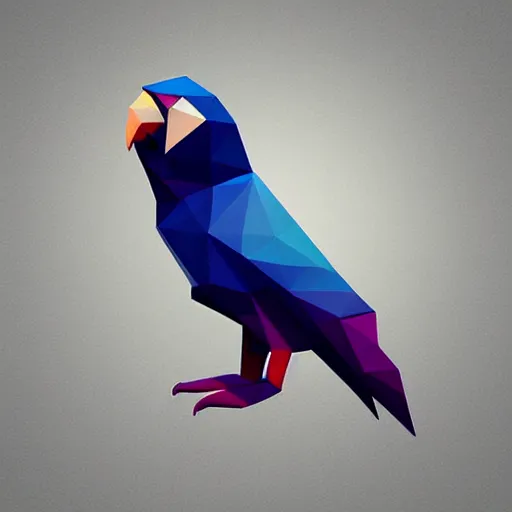 Prompt: a geometric, low poly parrot by mark li, digital art