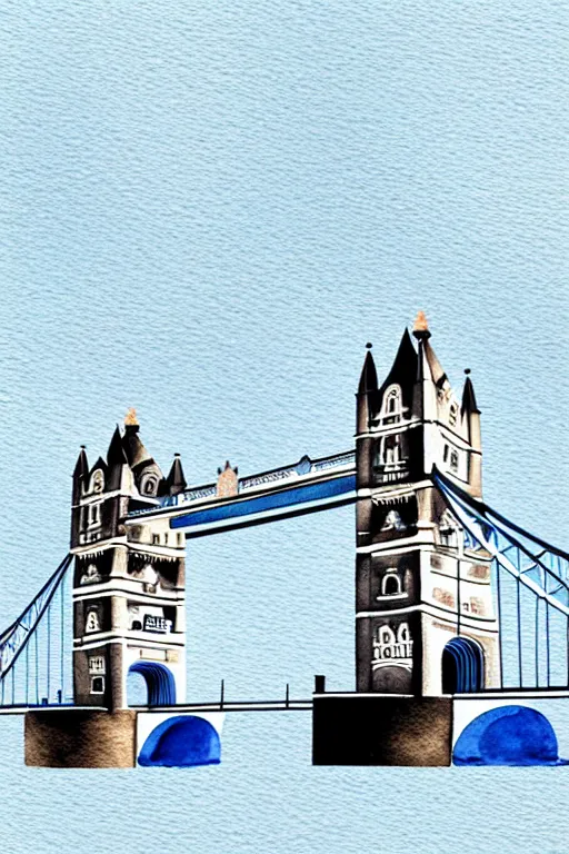 Image similar to minimalist watercolor art of london tower bridge, illustration, vector art