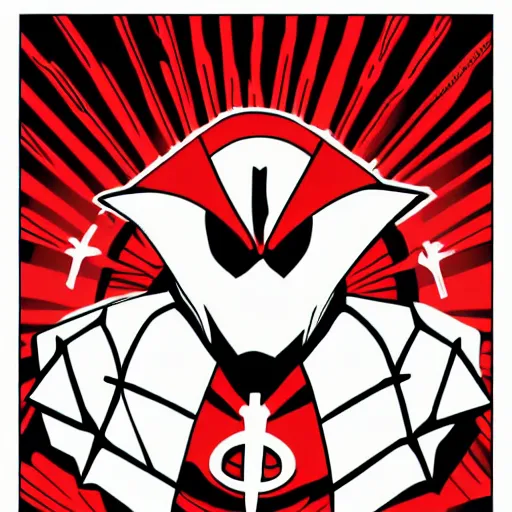 Image similar to Spawn by Todd-MacFarlene, SVG, Vector sticker, flat colors, full-body, uncropped, white-space-surrounding-subject