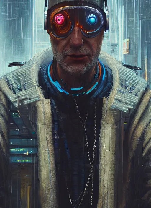 Image similar to the cyberpunk pope, au naturel, hyper detailed, digital art, trending in artstation, cinematic lighting, studio quality, smooth render, unreal engine 5 rendered, octane rendered, art style by klimt and nixeu and ian sprigger and wlop and krenz cushart