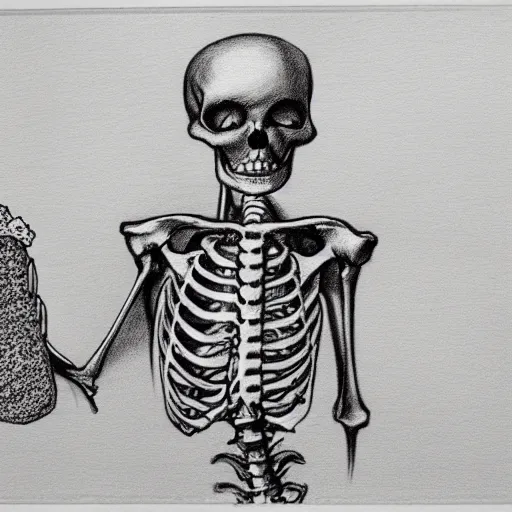pencil drawing of a human skeleton eating a grilled  Stable Diffusion   OpenArt
