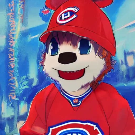 Image similar to anime Portrait of Youppi the Habs Montreal Canadiens Mascot as a very cute powerful and friendly pokemon, highly detailed anime, high evolution, 1990s, legendary, smooth, sharp focus, dynamic lighting, intricate, trending on ArtStation, illustration pokemon, art by WLOP