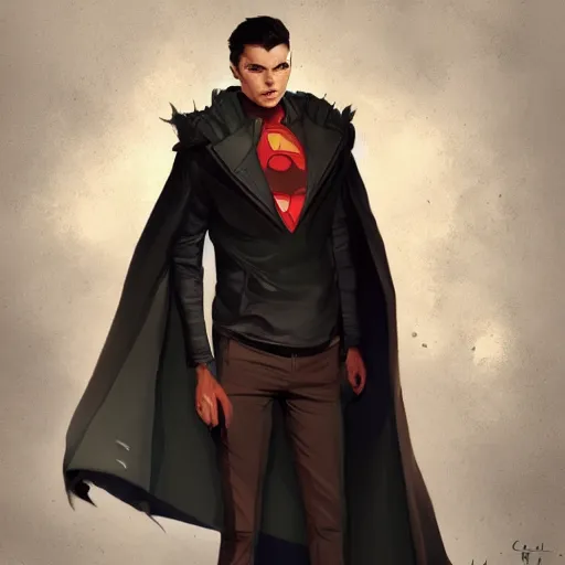 Prompt: older damian wayne standing next to a car, handsome, highly detailed, artstation, digital painting, by Charlie bowater