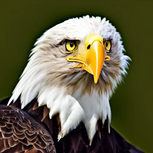 Image similar to Beautiful bald eagle with snake in his beak looking into camera, high definition portrait, studio lighting