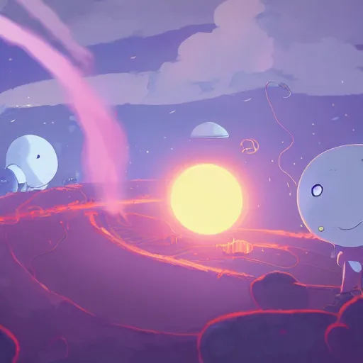 Image similar to baby harp seals astronauts firing flamethrowers at giant tentacle alien monsters on a pink and orange planet, clouds, mist, atey ghailan, goro fujita, studio ghibli, rim light, stark lighting, clear focus, very coherent,